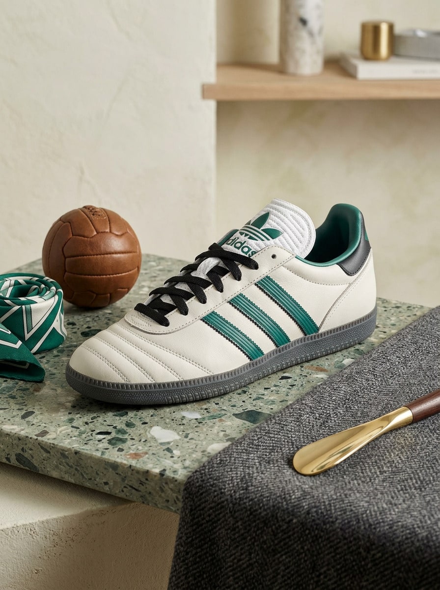 Adidas Samba 女款運動鞋 舒適百搭耐穿 休閒健身 白色 JR0964 - 白色/綠色 - 查看 1