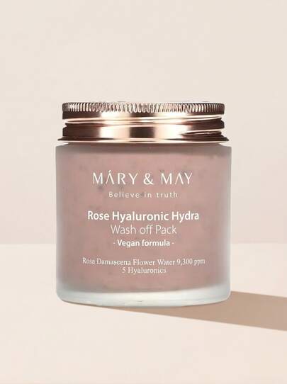 Mary&May Rose Hyaluronic Hydra Wash Off Pack 125 g – Face Mask, Deep Hydration, For Dry Skin, Rose, Dusty Rose, Hyaluronic Acid, Suitable For Night Skincare Routine
