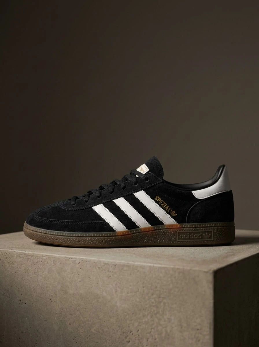 Adidas Handball Spezial 女款運動鞋 麂皮輕量透氣緩震 日常休閒 黑色 DB3021 - 核心黑/雲白/膠 - 查看 1