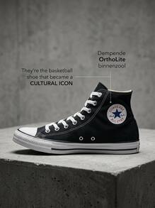 Converse Chuck Taylor All Star Hi 运动鞋休闲鞋高帮系带踝部支撑帆布透气耐用经典款式日常街头健身旅行男女通用黑色 M9160 - 黑色 - 查看 1