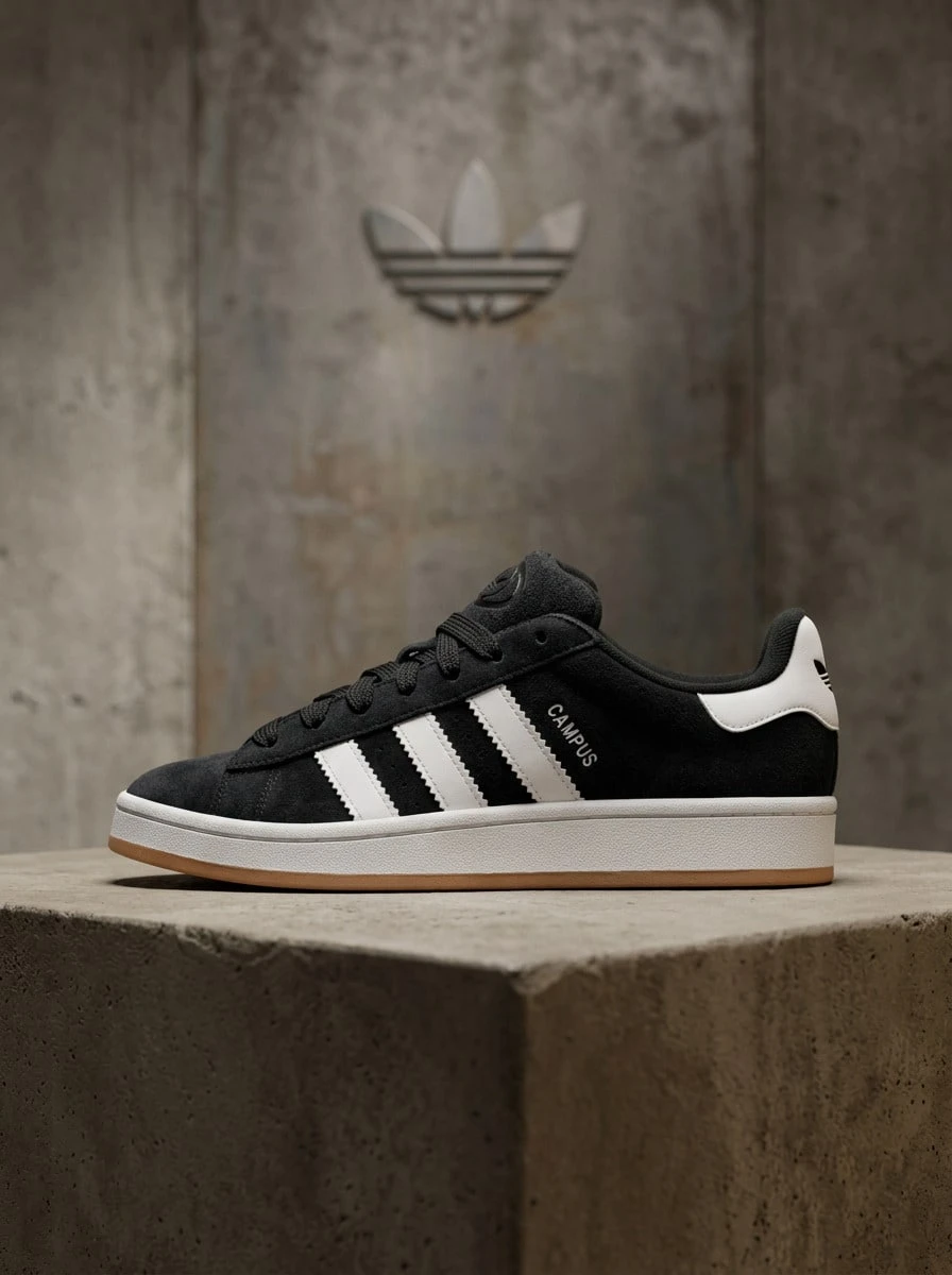 Adidas Campus Hi Og 女款運動鞋,輕量透氣緩震,日常休閒米色 HQ6638 - 黑白 - 查看 1