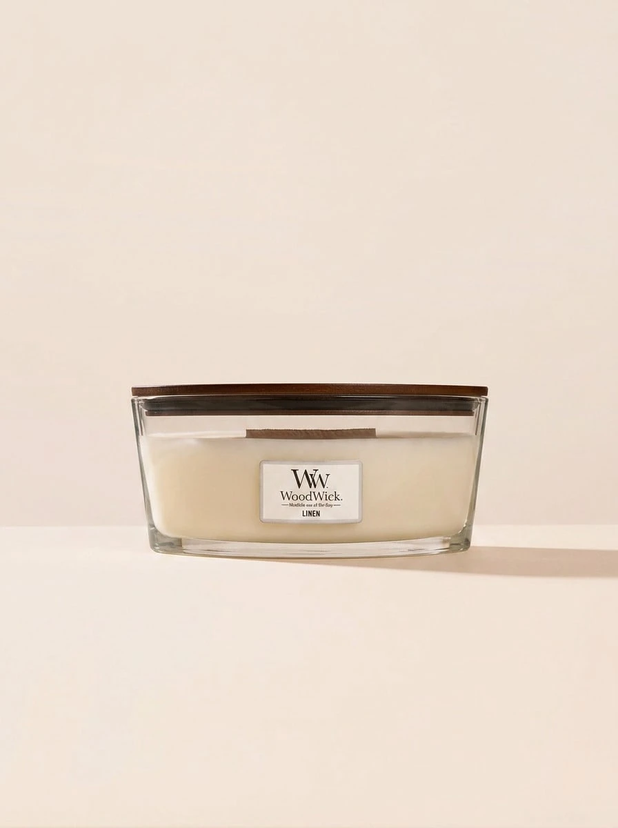 WoodWick Warm Wool Ellipse Candle 454 G - Linen - View 1