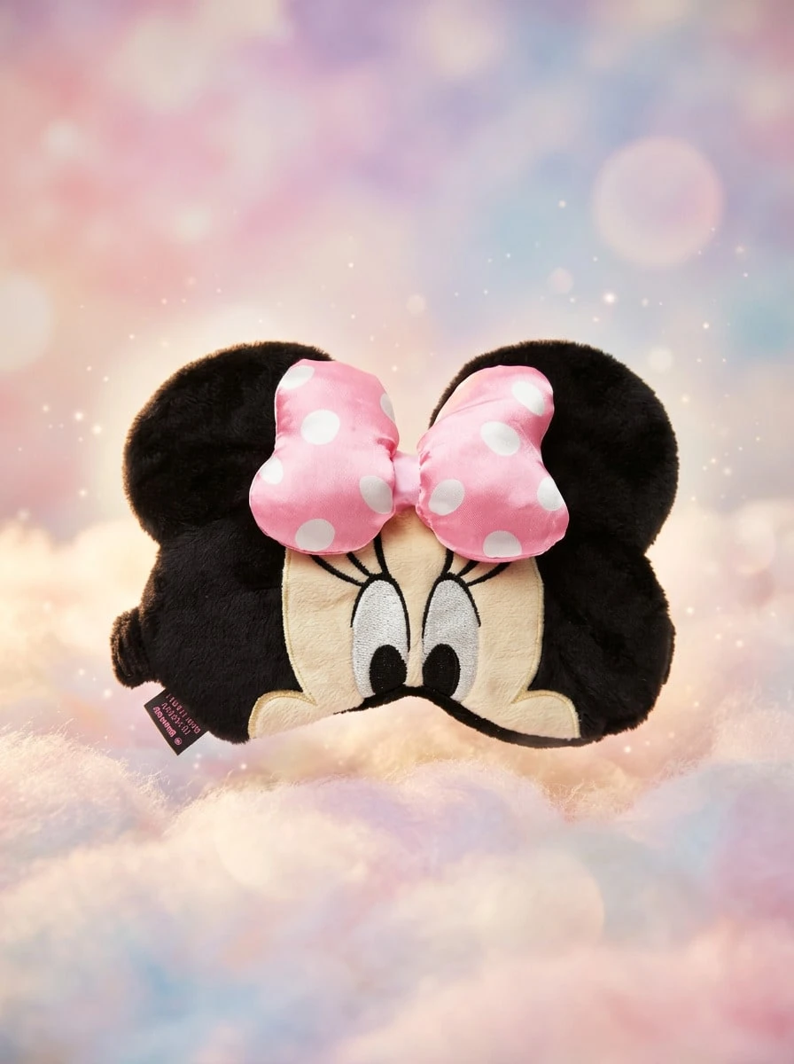Minnie Minnie 米妮鼠毛絨睡眠眼罩－柔軟毛絨角色眼罩，舒適睡眠，超柔軟毛絨布料，適合兒童的完美禮物，開學穿搭 - 彩色 - 查看 1
