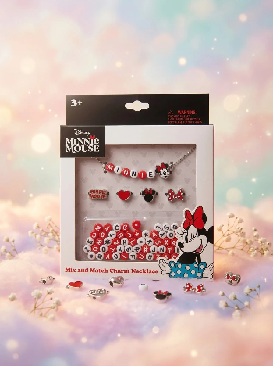 Minnie Mouse Minnie Mouse 米妮鼠吊飾項鍊套組-可收藏吊飾項鍊,附多款角色吊飾,米妮粉絲禮物,返校穿搭 - 彩色 - 查看 1