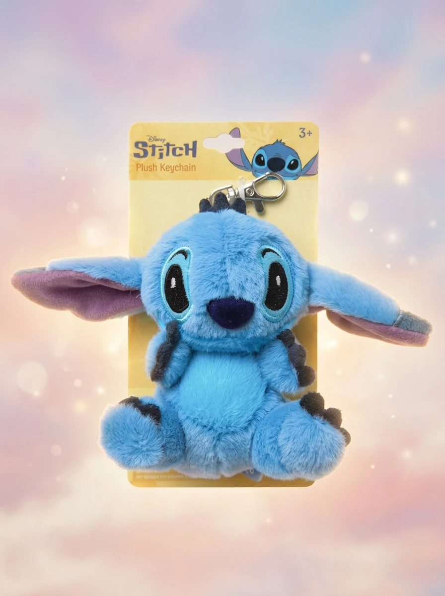 STITCH 1入絨毛包包夾飾吊飾-柔軟絨毛角色夾扣吊飾,適用於包包,堅固夾扣設計,可愛造型,開學穿搭配件 - 彩色 - 查看 1