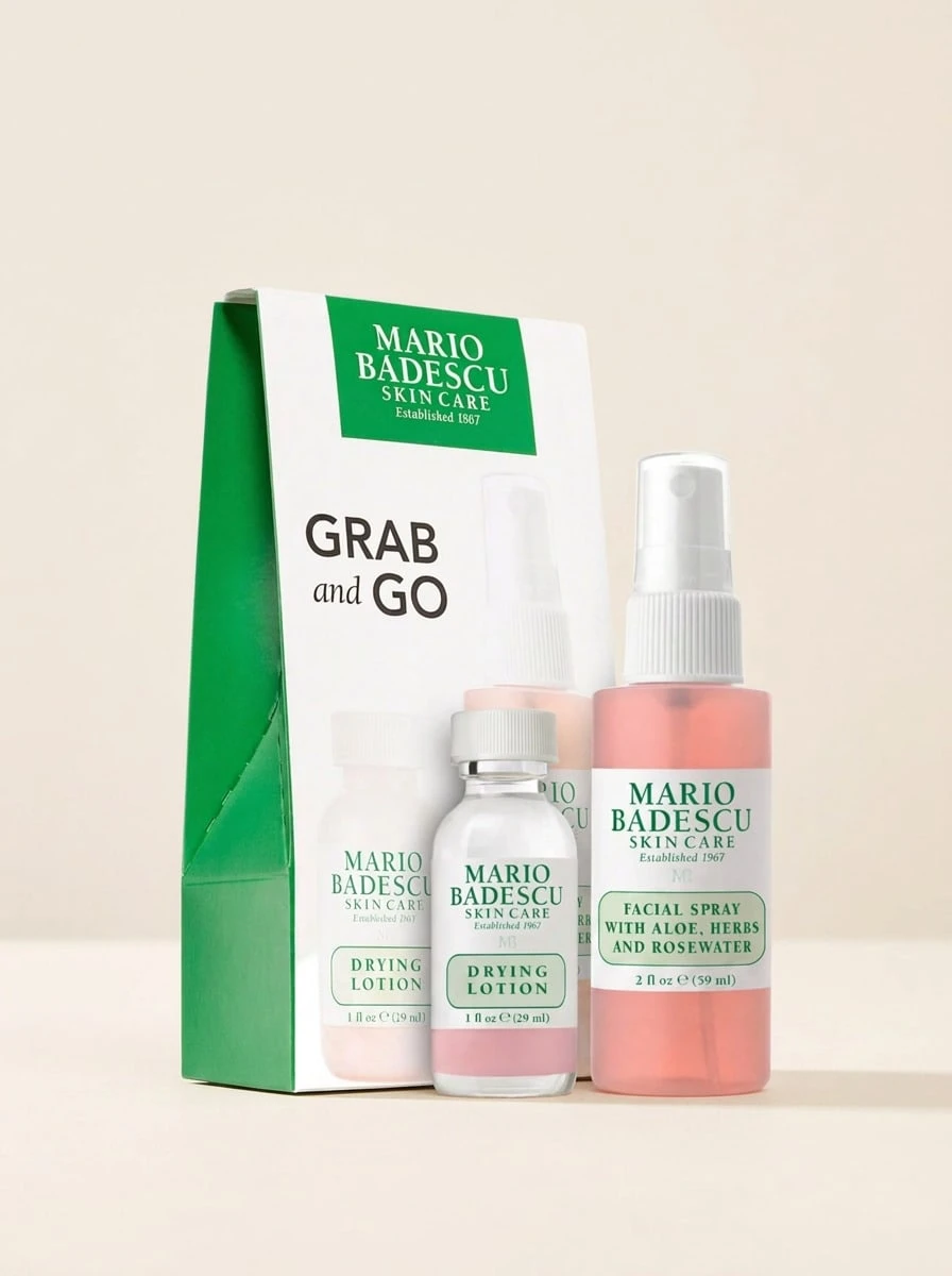 GRAB And GO Gift Set Set – Christmas Gift Set, Skincare Gift Set, Mario Badescu Gift Set, Aloe & Rosewater Mist With Acne Spot Treatment, Blemish Control For Clearer Skin - Clear - View 1
