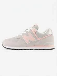 New Balance 574 Hi OG 女款運動鞋，輕量透氣緩震，日常休閒灰色 GC574EVK - 灰/粉紅色 - 查看 1