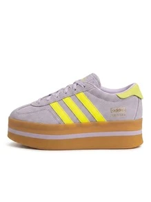 Adidas Gazelle 女士休闲鞋 轻便缓震透气舒适厚底logo亲肤百搭日常健身通勤下班休闲旅行约会 JR8178 - 冰薰衣草 - 查看 1