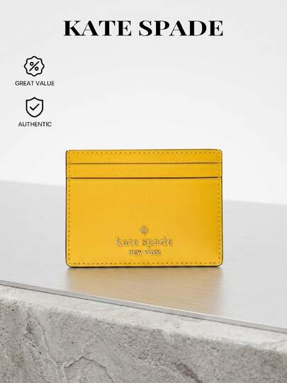 Kate Spade Women's Slim Saffiano Leather Card Holder Daffodil Yellow Multi-Card Slot Minimalist KI368-700 Back To School Travel Essential
