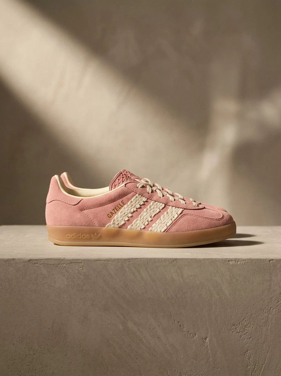 Adidas Gazelle 女款運動鞋 耐穿防滑支撐休閒健身鞋 黑色 JS1413 - 粉紅色 - 查看 1