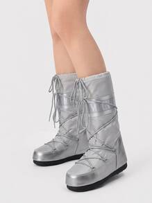 Moon Boot Women's Anti-Slip Rugged Cushioned Travel Casual Winter Silver 14016800-002 - Silver - View 1