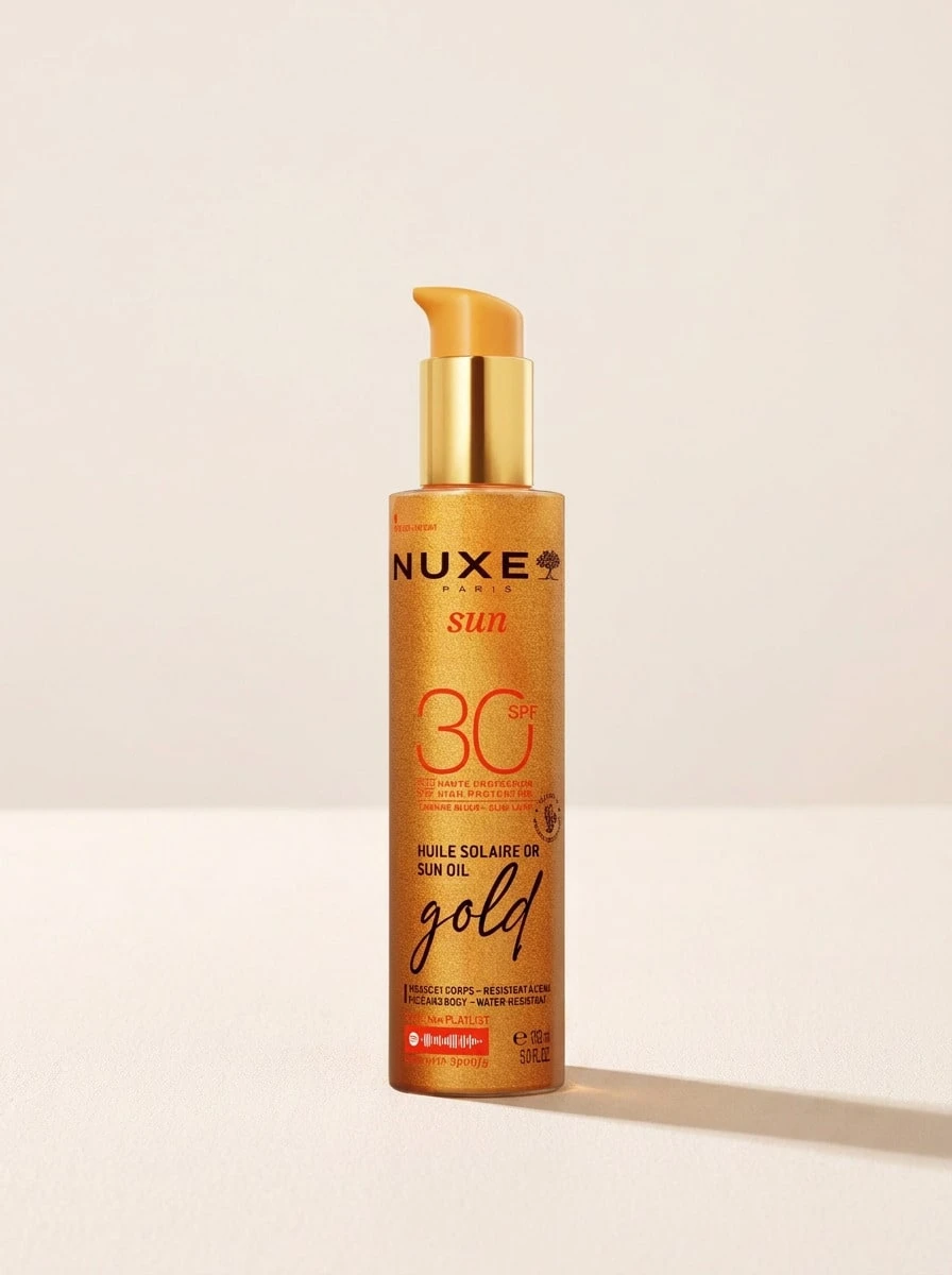 Nuxe High Protection Sun Oil Gold SPF30 150 ml – Sun Oil, Water-Resistant, For Beach Lovers, Summer Fragrance, Gold Shimmer, UVA/UVB Filters, Suitable For Beach Vacation - Blanco - Ver 1