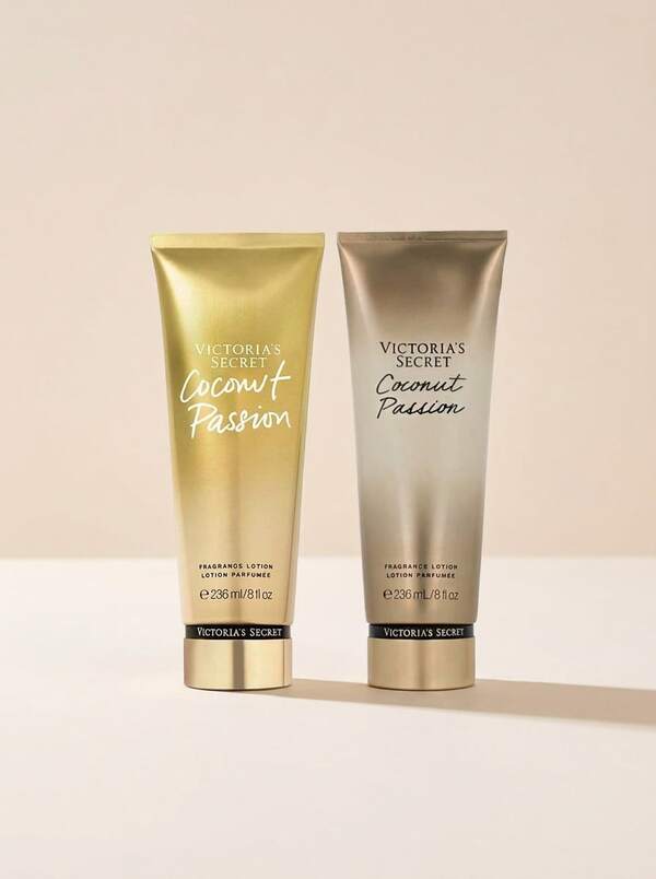Victoria's Secret [Bundle] Coconut Passion Body Lotion 236 Ml + Body Lotion 236 Ml – Body Lotion, 24-Hour Hydration, For Women, Coconut, Gold, Suitable For Daily Skincare Routine