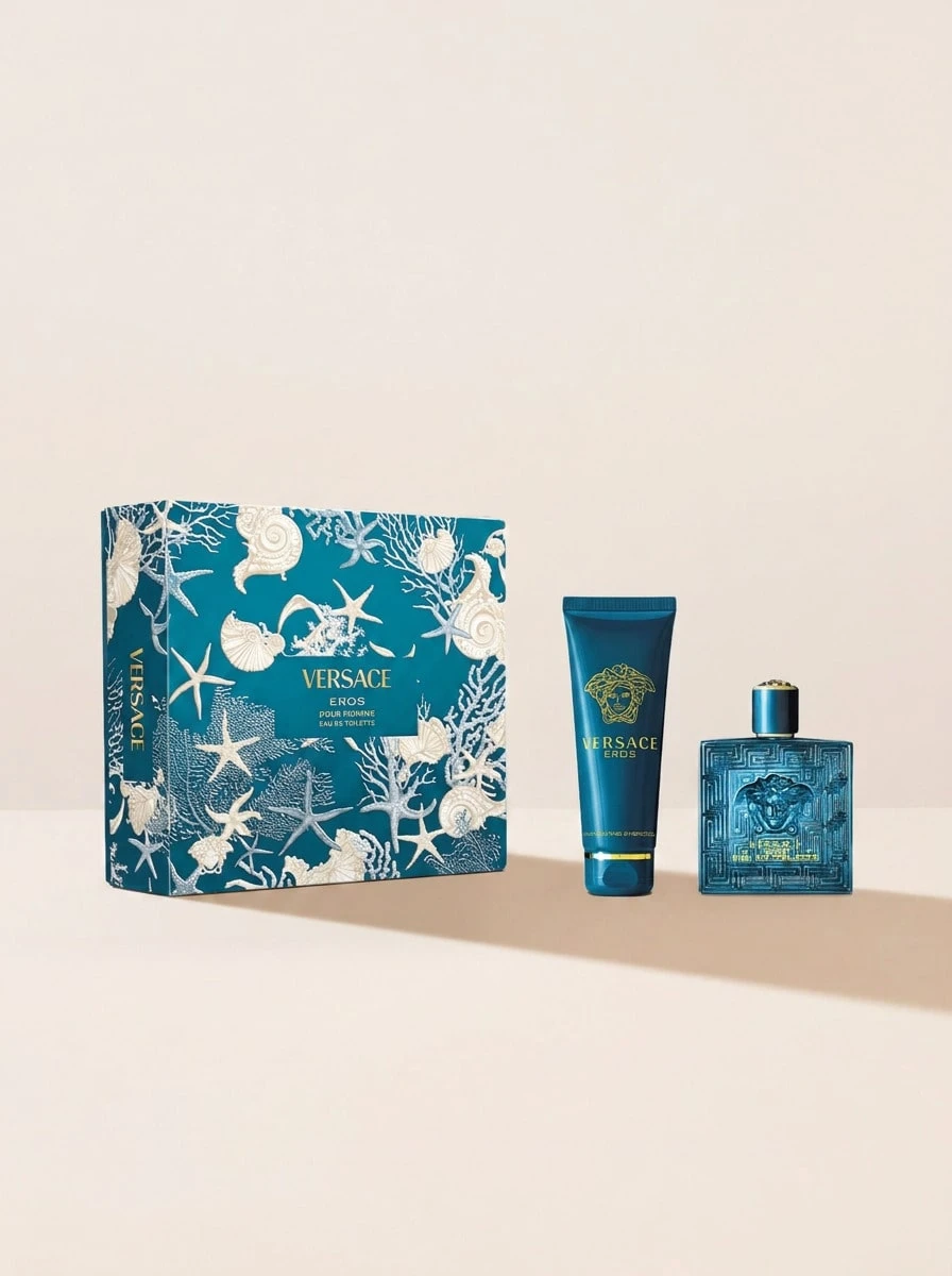 Versace Eros Eau De Toilette 100 Ml Gift Set Set – Fragrance Gift Set, Long Lasting, For Men, Mint, Turquoise Blue, Suitable For Holiday Gifting - Multicolor - View 1