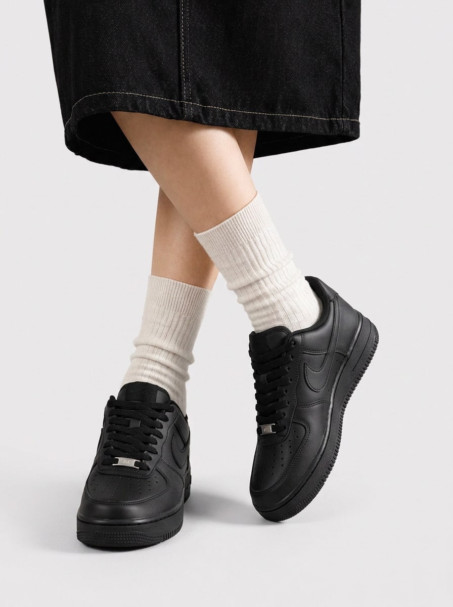 Nike Air Force 1 Women's Casual Athletic Shoes Modern Anti-Slip Lace-Up Street Style Running School Black DD8959-001 - 黑色/黑色/黑色/黑色 - 查看 1