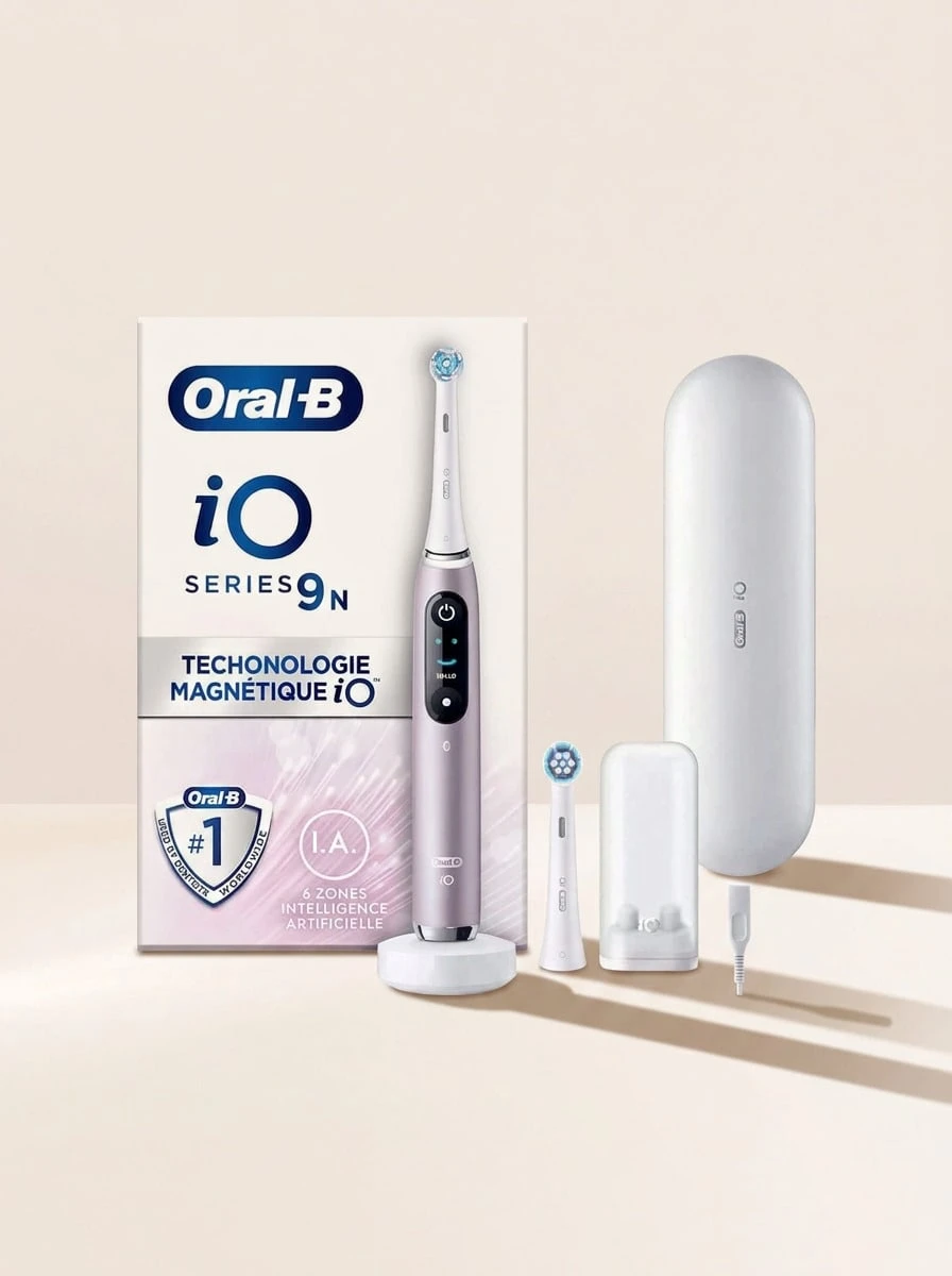 Oral-B فرشاة أسنان كهربائية كوارتز بزهرة الورد متصلة IO 9N - فرشاة ناعمة جدًا لتنظيف الأسنان و اللثة بفعالية، مثالية للاستخدام المنزلي والسفر، اختيار هدية رائع للرجال والنساء - الكوارتز الوردي - مشاهدة 1
