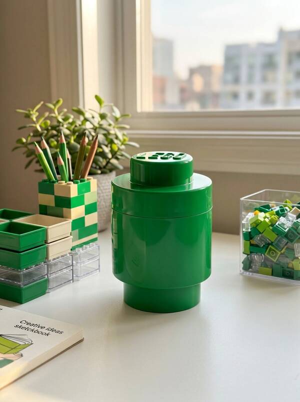 LEGO Other® 1-Stud Round Storage Brick Green 950ml Kids Ages 6 Years+ 5711938000059