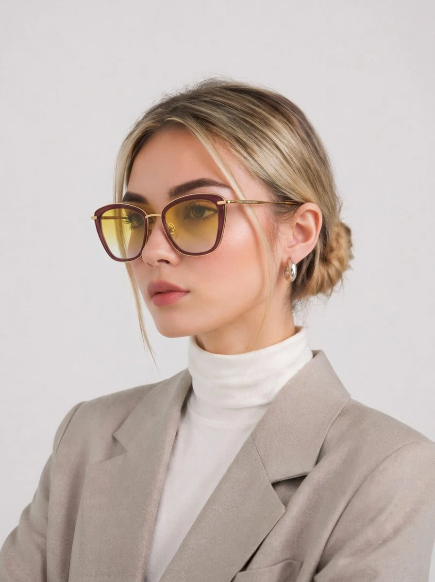 Longchamp نظارات شمسية 638s نوع روبي، مناسبة للارتداء اليومي - روبي/آفي - مشاهدة 1