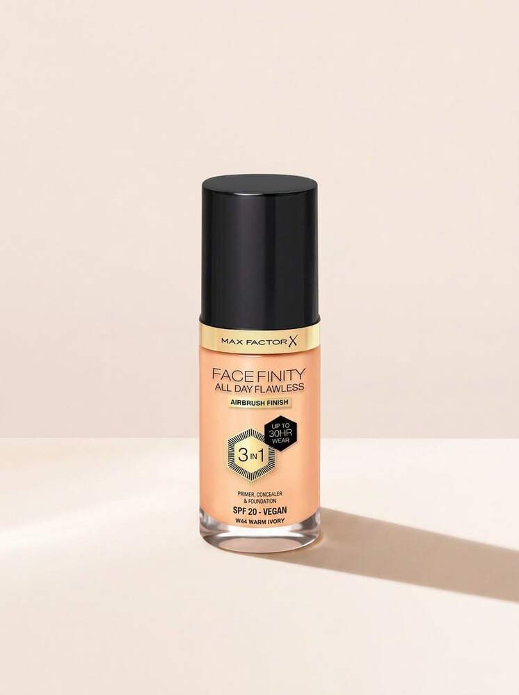 Max Factor Facefinity All Day Flawless 3 In 1 Vegan Foundation W44 Warm Ivory 30 Ml – Foundation, 3-In-1, For Women, Warm Ivory, SPF 20, Suitable For Daily Makeup Routine - W44 Warm Ivory - View 1