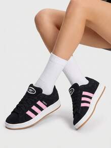 Adidas Campus Women's Casual Athletic Shoes Cushioned Premium Modern Office School Daily Black ID3171 - Nero Core / Bianco Nuvola / Rosa Vero - Visualizzare 1