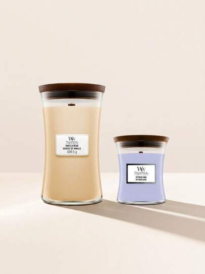 WoodWick [Bundle] Hourglass Vanilla Bean Large Candle 610 G + Hypnoflora Medium Candle 275 G