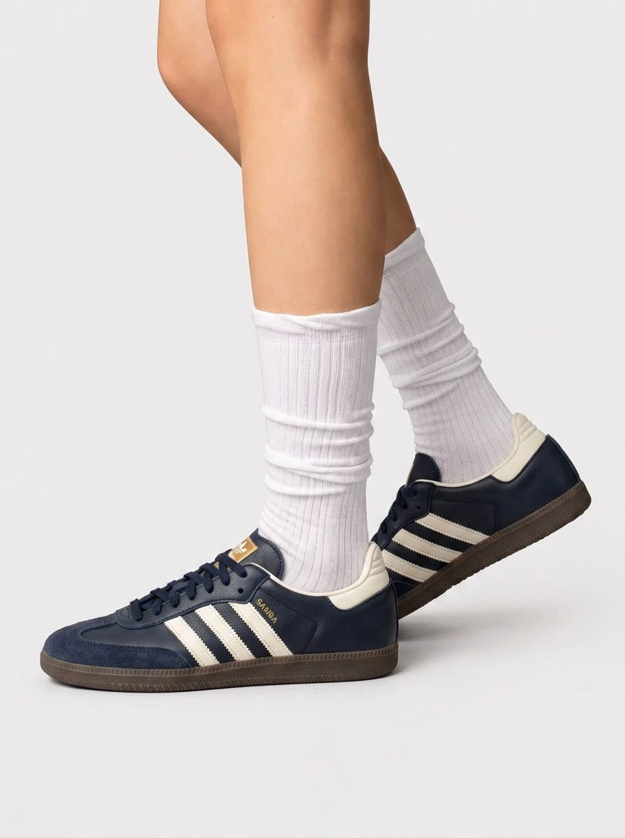 Adidas Samba Women's Casual Athletic Shoes Heritage Flexible Rubber Outsole Casual Weekend Walking White ID2056 - Night Navy / Cream White / Gum - View 1