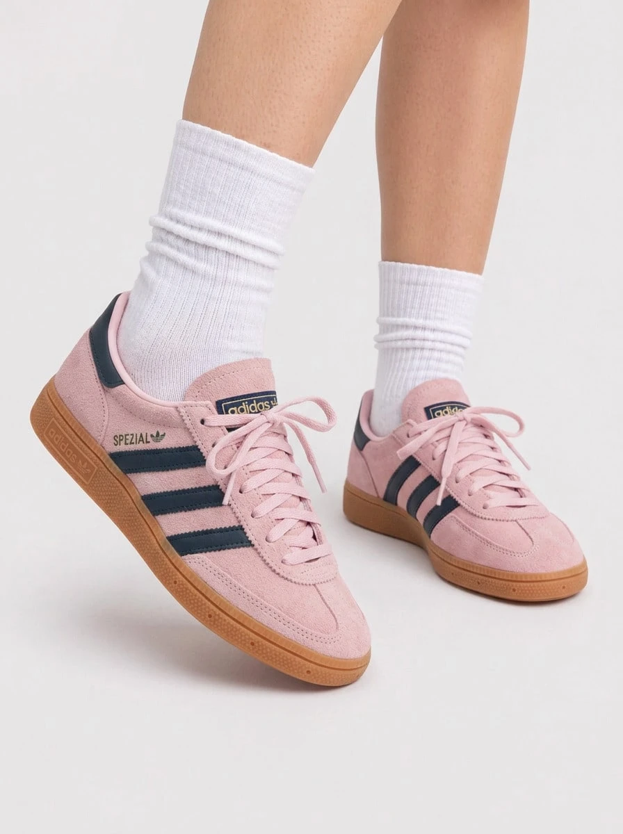 Adidas Handball Spezial Women's Casual Athletic Shoes Snug Fit Padded Breathable Street Style Running School Pink IF6561 - Pink - View 1