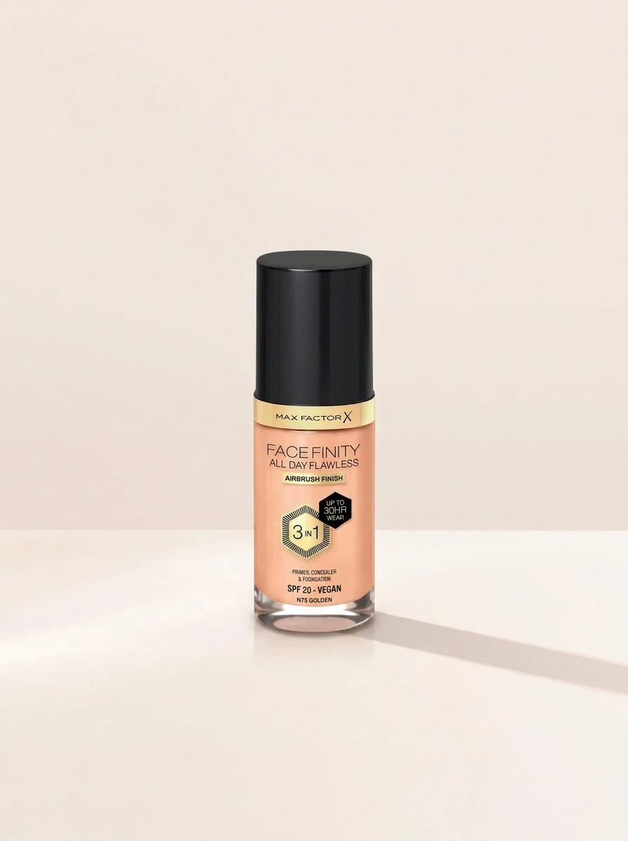 Max Factor Facefinity All Day Flawless 3 In 1 Vegan Foundation N75 Golden 30 Ml – Foundation, 30-Hour Wear, For All Skin Types, Golden, SPF 20, Suitable For Daily Face Makeup - N75 Golden - 查看 1
