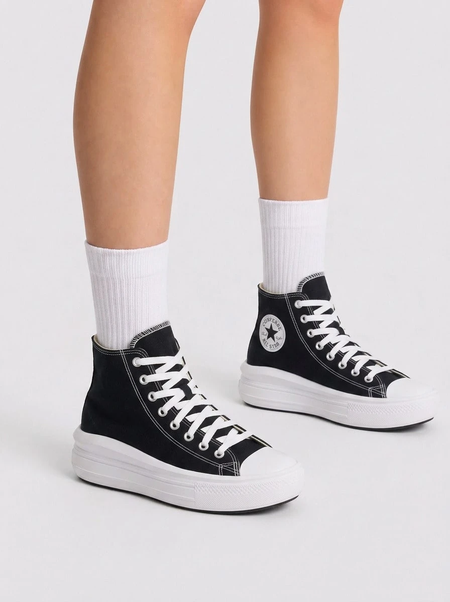 Converse Chuck Taylor All Star Lift Hi Women's Casual Athletic Shoes Rubber Outsole Lightweight Snug Fit Street Style Running School Black 568497C - 黑色/天然象牙色/白色 - 查看 1