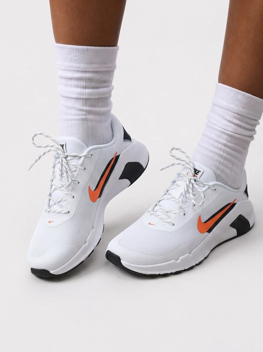 Nike Flex Train Men's Workout Shoes White/Black/Safety Orange HV9972 - WHITE/SAFETY ORANGE-BLACK - View 1
