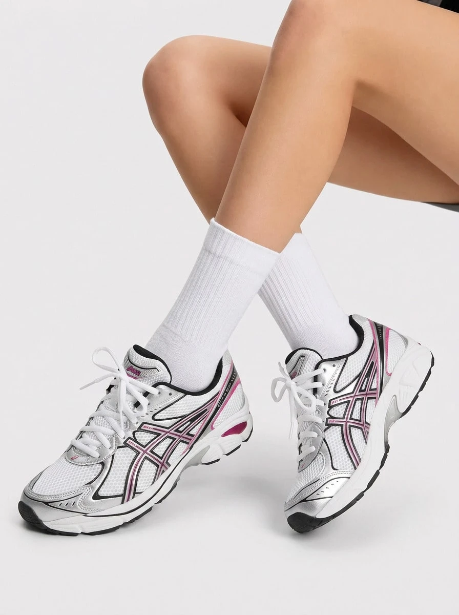 Asics GEL-NYC Women's Casual Athletic Shoes Modern Anti-Slip Lace-Up Casual Weekend Walking White 1203A952-101 - White/Fuchsia Purple - 查看 1
