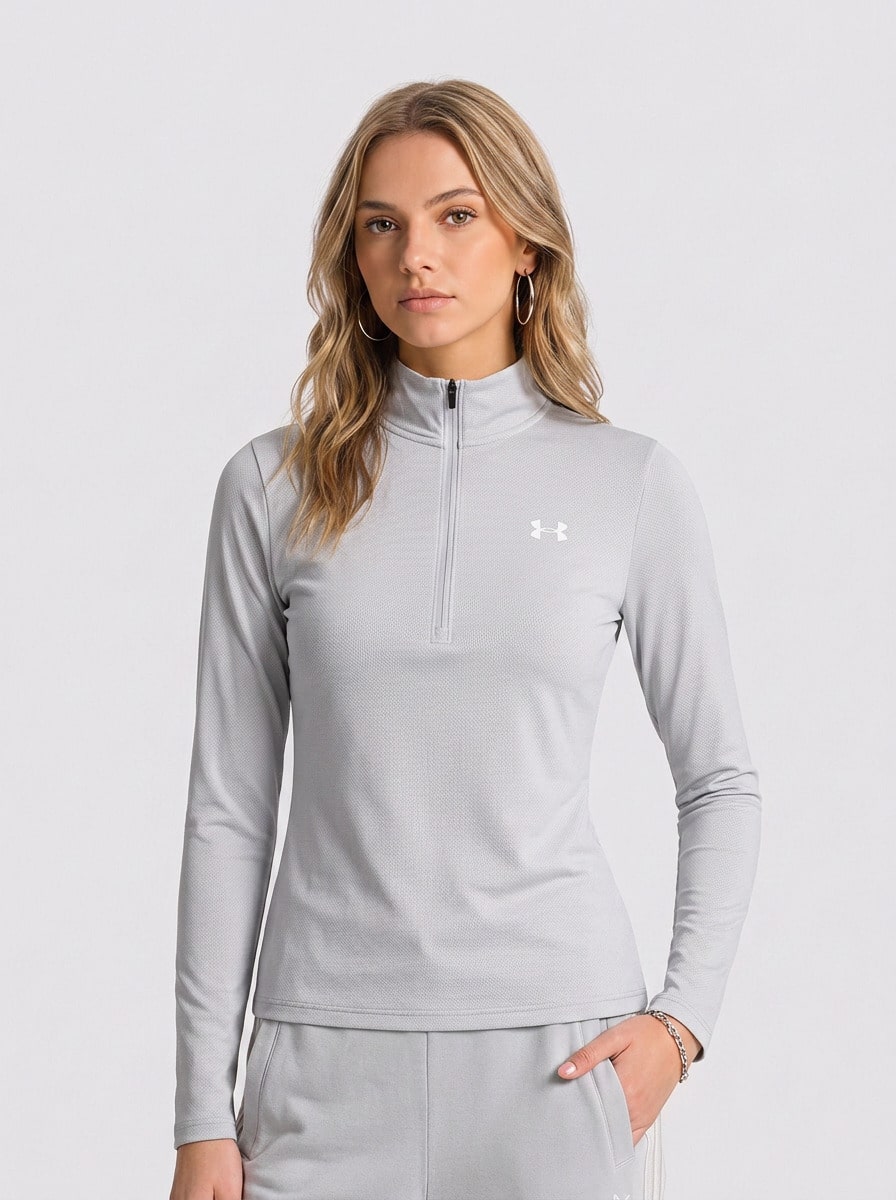 Under Armour Tech Women's 1/4 Zip Tops Grey - Gris Claro - Ver 1