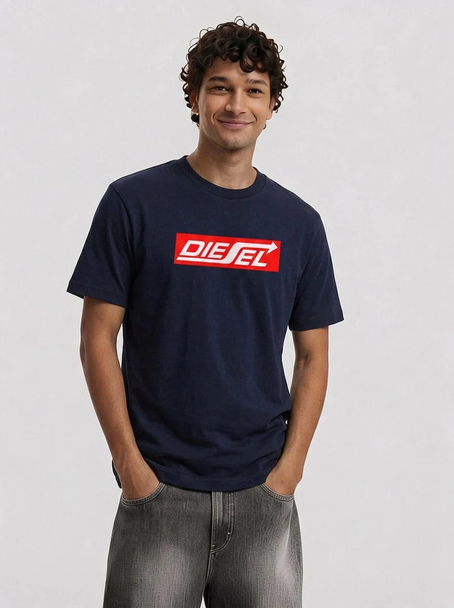Diesel Men's T-Shirts Comfortable Versatile Lightweight Weekend Sports Outdoor Blue A18996RPATI-81E - Navy Blue - View 1