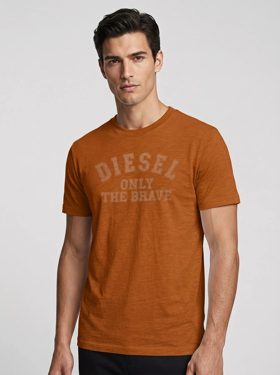 Diesel Men's T-Shirts Stretchy Soft Durable Casual Outing Gym Brown A19699-RHQBF-21E - Brown - View 1