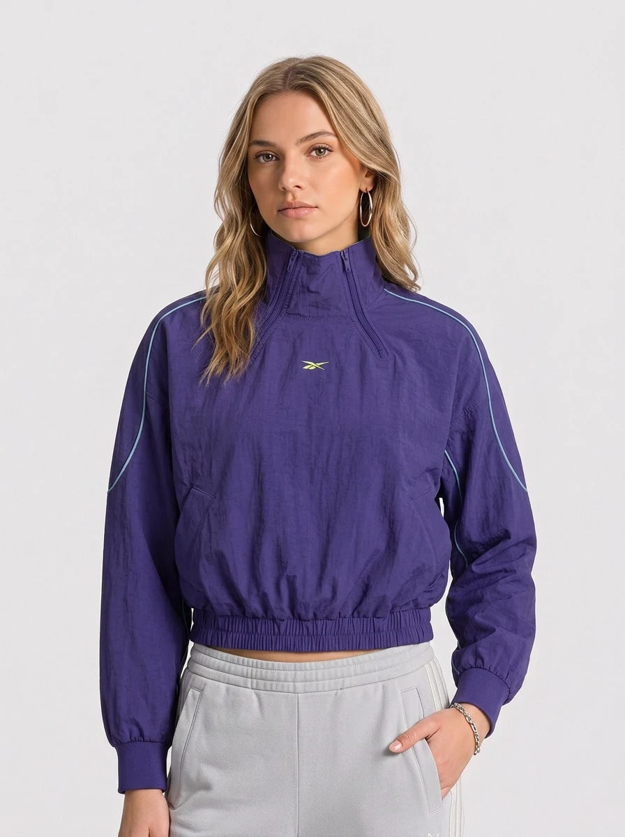 Reebok Women's Cover-Up Sweatshirt Purple - Morado - Ver 1