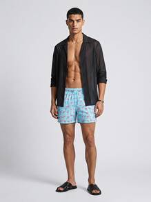 Apres Life Men's Easy To Match Soft Stretchy Office Weekend Training FLAMINGOSSHORTS - Blue - View 1