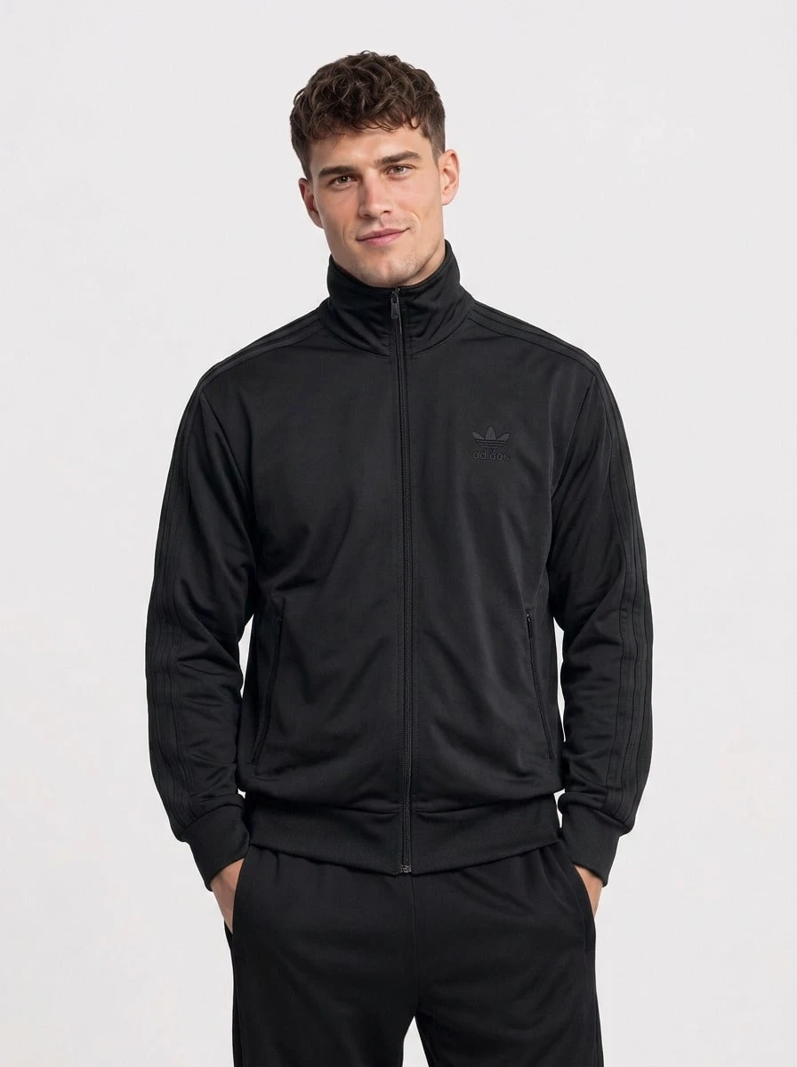 Adidas Men's Sports Jackets Comfortable Stretchy Versatile Sports Hiking Daily Black JY1347 - Black - View 1