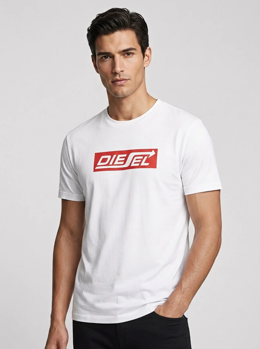 Diesel Men's T-Shirts Classic Fit Quick-Dry Skin-Friendly Weekend Sports Outdoor White A18996RPATI-100 - 白色 - 查看 1