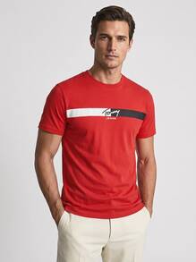 Tommy Hilfiger TOMMY JEANS Men's T-Shirts Moisture-Wicking Breathable Classic Fit Travel Daily Weekend Red DM0DM22539-XL8 - Rapid Red - View 1