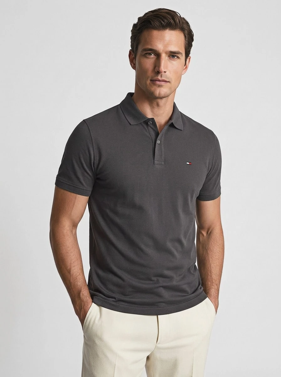 Tommy Hilfiger Essential Men's Polo Shirts Grey - Gris - Ver 1