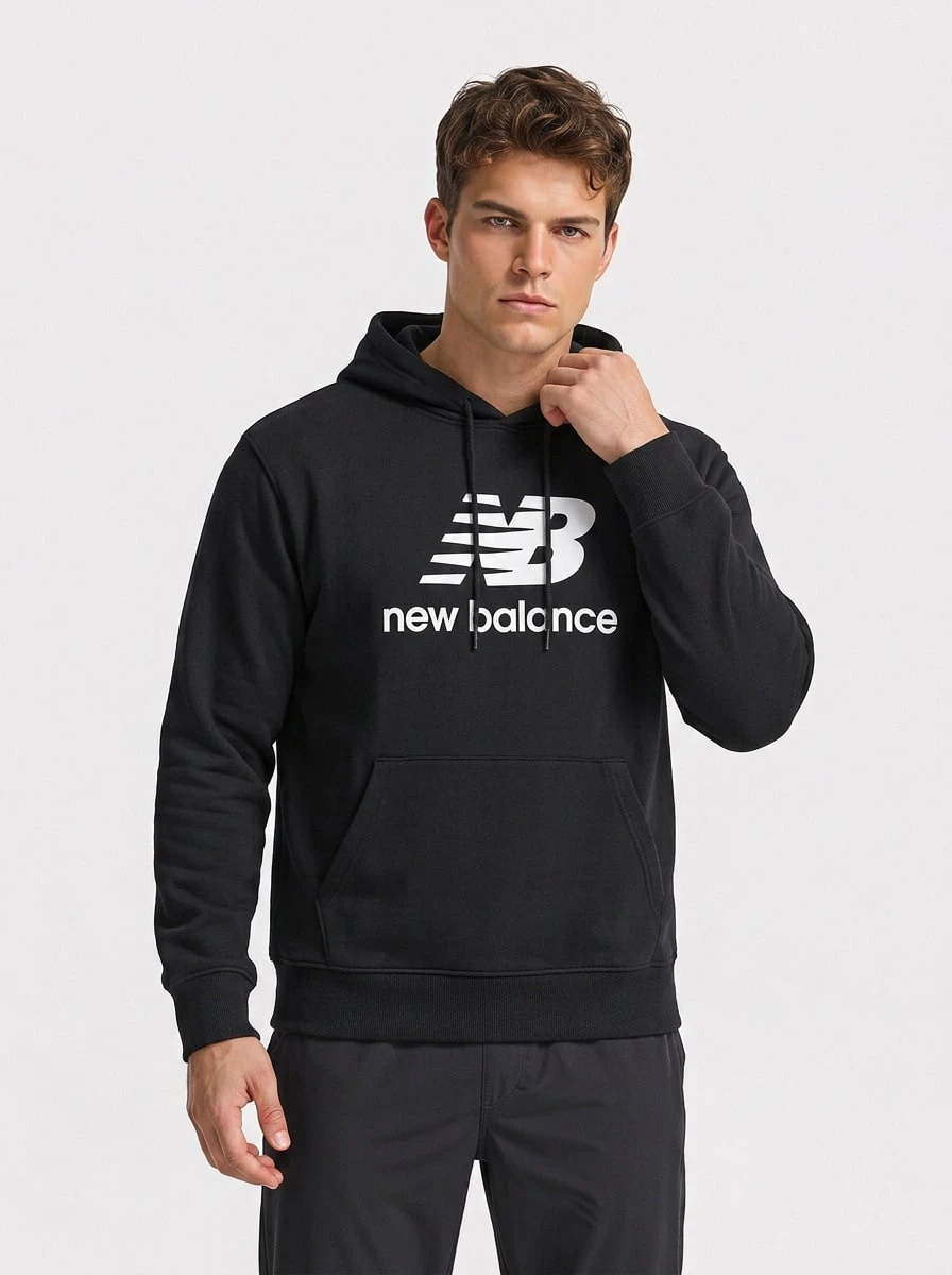 New Balance Men's Sports & Outdoor Hoodies Soft Versatile Warm Weekend Sports Commuting Black MT31537BK - Black - View 1