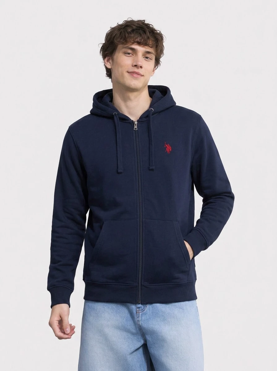 US Polo Assn بلوفر رجالي كلاسيكي مزود بسحاب أزرق داكن - أزرق بحري - مشاهدة 1