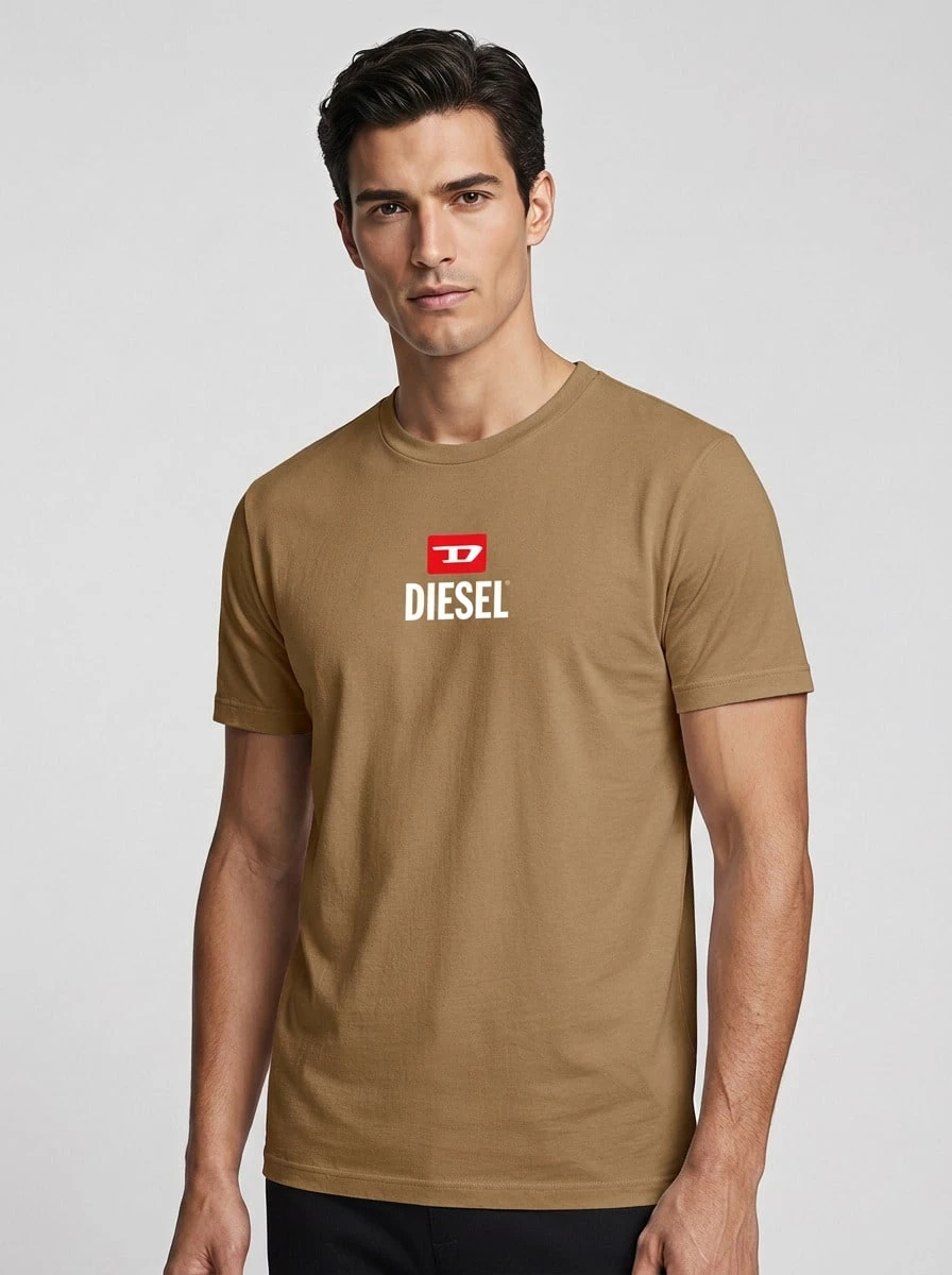 Diesel Men's T-Shirts Durable Comfortable Versatile Outdoor Training Vacation Brown A11184-RPATI-7DA - 棕色 - 查看 1