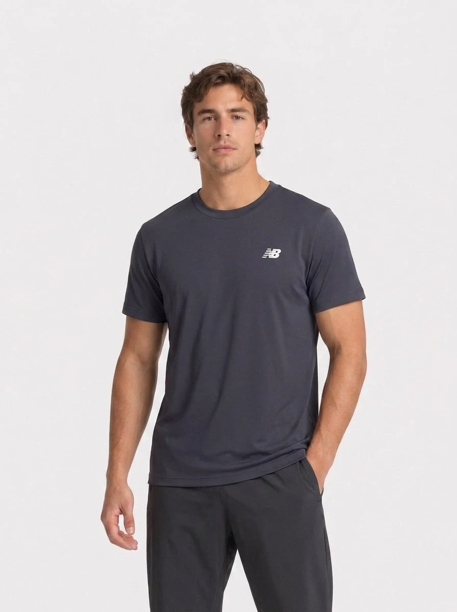 New Balance Men's Sports Tees & Tanks Soft Durable Comfortable Outdoor Training Vacation Grey MT41554ACK - 深灰色 - 查看 1