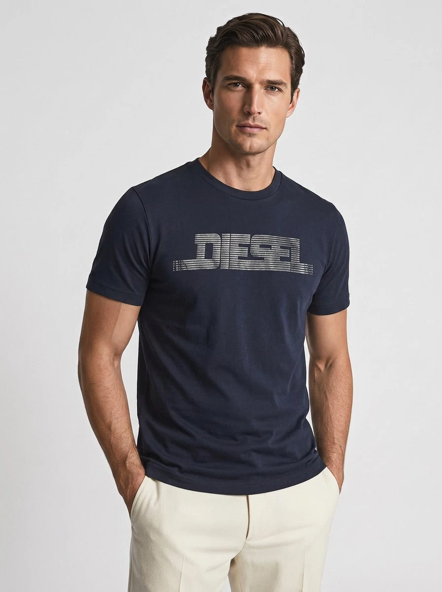 Diesel Men's T-Shirts Navy Blue - Navy Blue - View 1
