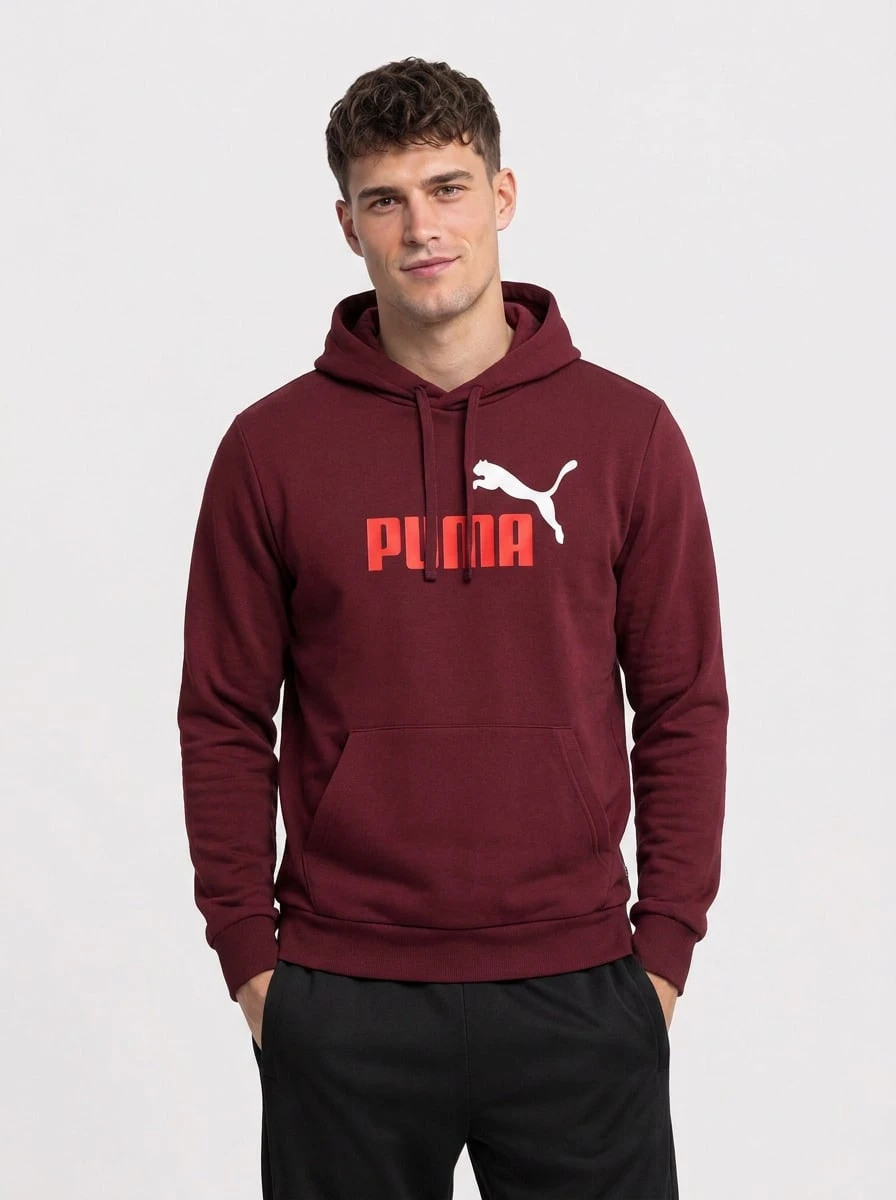 Puma Essentials 2 Colour No. 1 Logo Men Hoodie Red - Burgundy - View 1