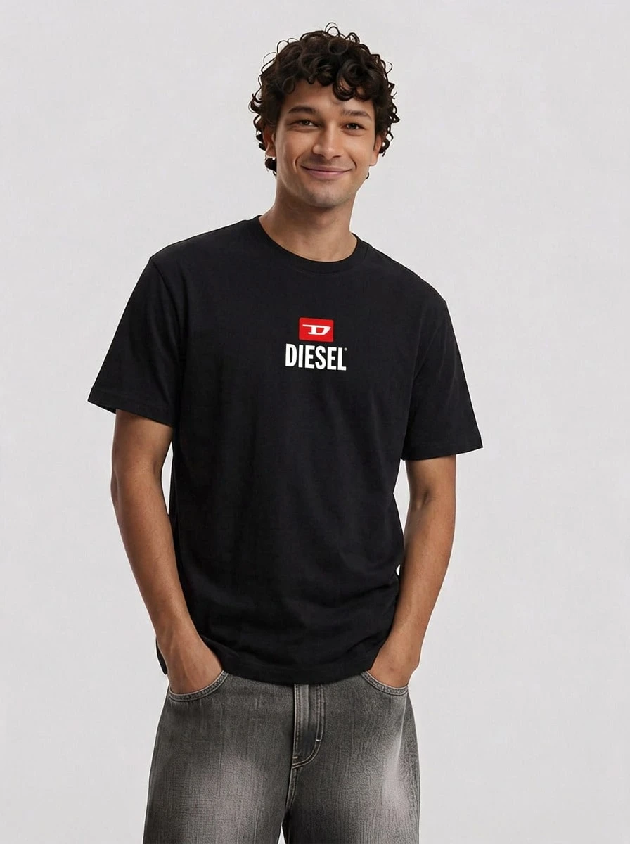 Diesel Men's T-Shirts Versatile Lightweight Easy To Match Travel Daily Weekend Black A11184-RPATI-900 - 黑色 - 查看 1