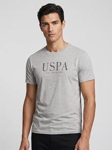 US Polo Assn Men's T-Shirts Easy To Match Moisture-Wicking Breathable Training Vacation School Grey 67953-800 - 灰色 - 查看 1