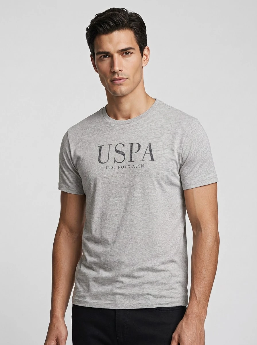 US Polo Assn Men's T-Shirts Easy To Match Moisture-Wicking Breathable Training Vacation School Grey 67953-800 - 灰色 - 查看 1