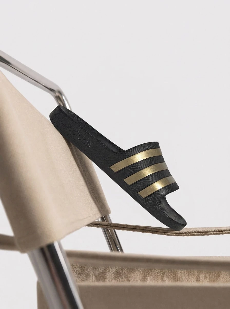 Adidas Aqua Adilette Men's Sandals Core Black/Gold Metallic/Core Black EG1758 - Core Black/Gold Metallic/Core Black - View 1